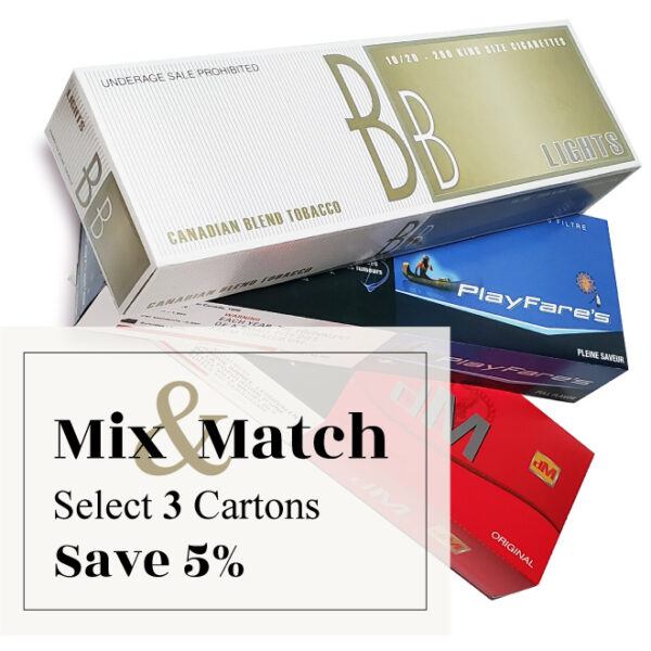 select 3 cigarette cartons and save 5%